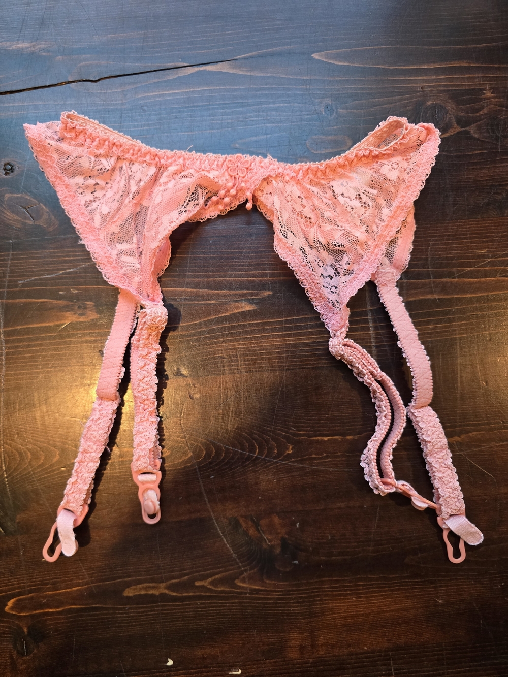 Vintage Ce Soir by Flexnit Pink Lace Garter Belt Made in USA - Size Medium Style
